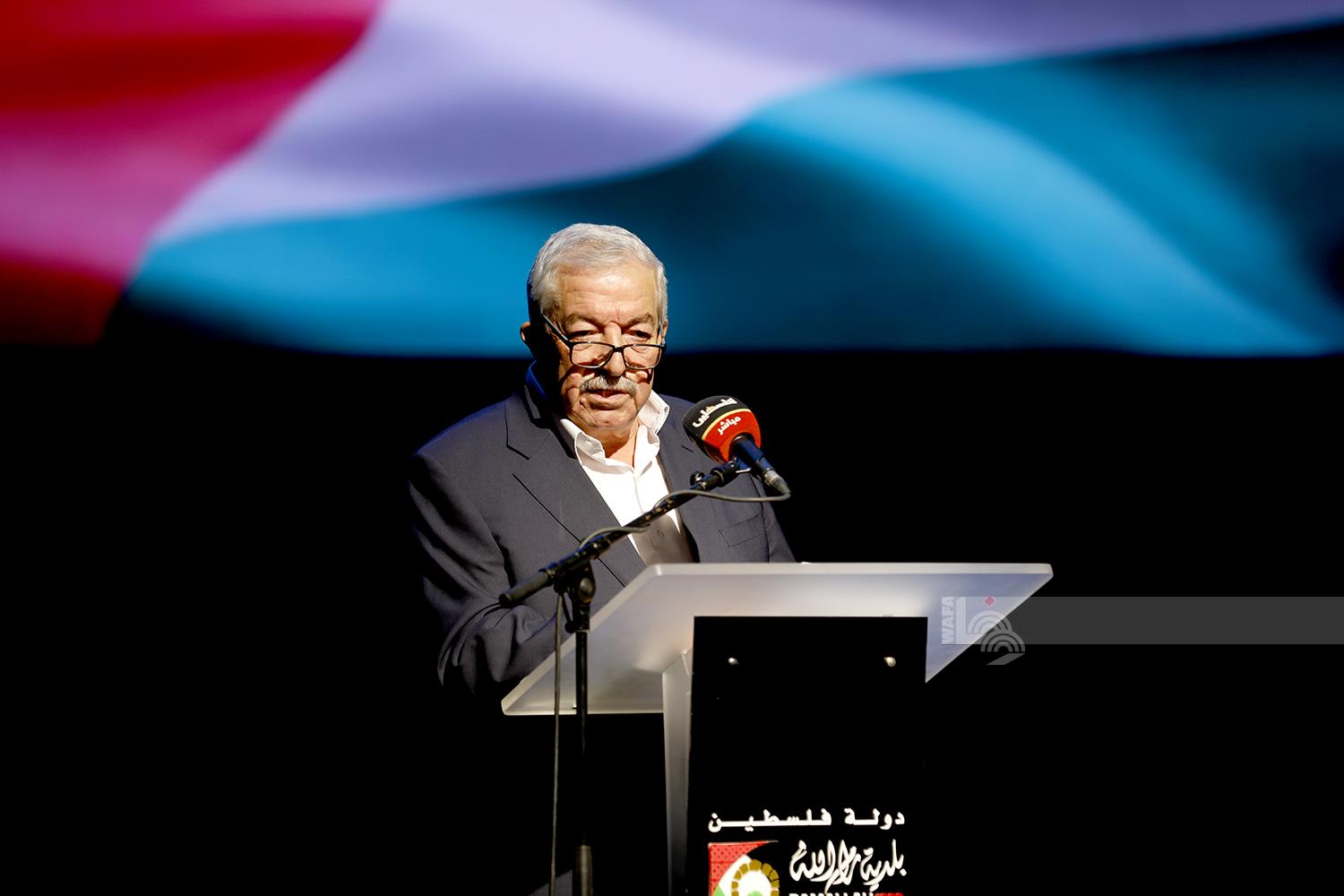 نائب رئيس حركة "فتح" محمود العالول خلال تأبين المناضل الوطني محمد الحوراني